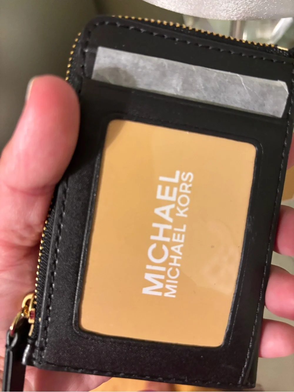Michael Kors Black Leather Wristlet Charm with Gold Hardware